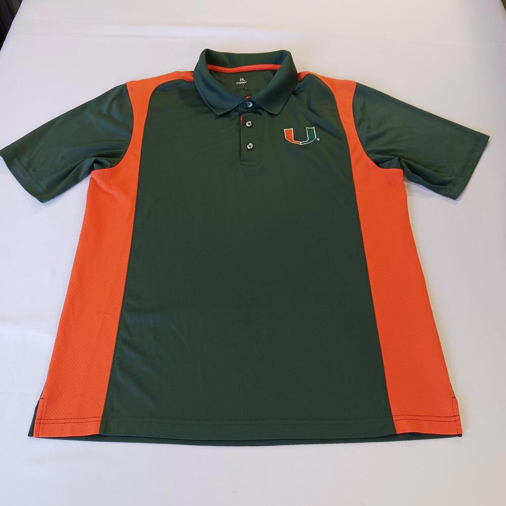 University of Miami Knights Apparel Mens Green/Orange Logo Polo Shirt XL (42-44)